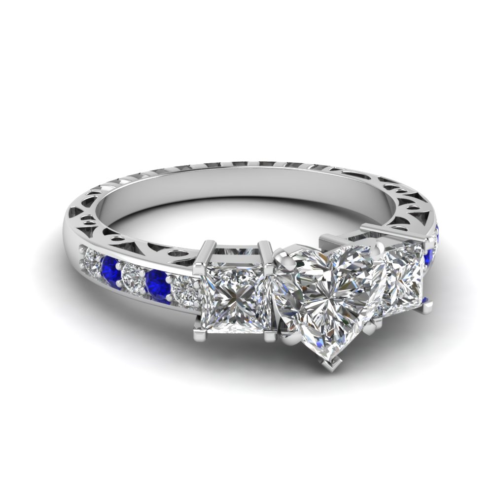 three diamond heart ring