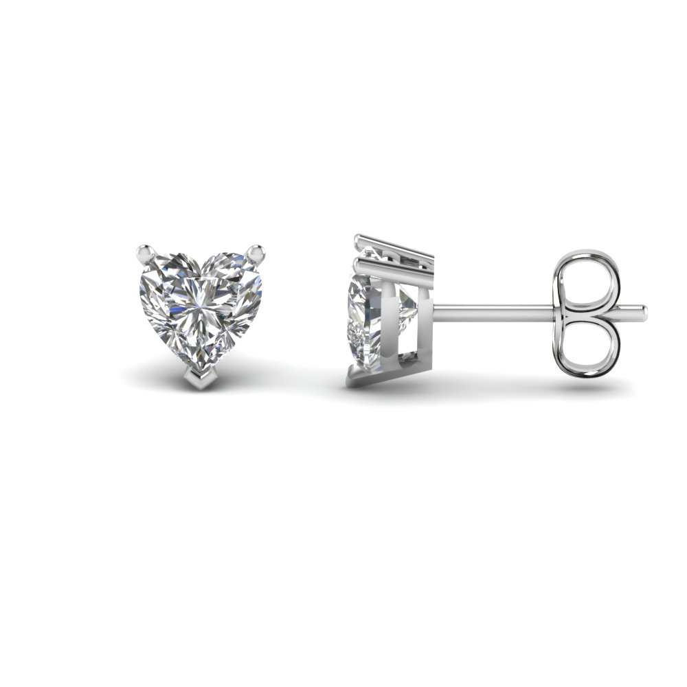 1.00Ct Heart Shape Round Cut Diamond Womens Stud Earrings 14k White Gold  Finish | eBay