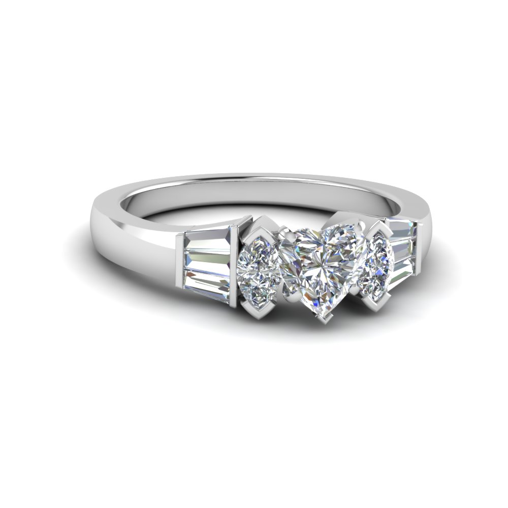 Heart shaped diamond 2025 ring with baguettes