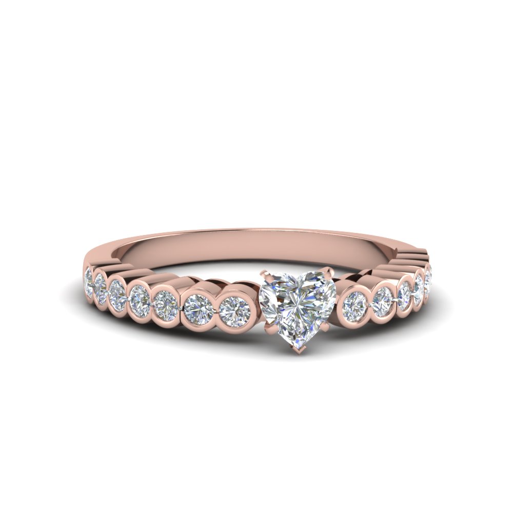 Rose Gold Heart Shaped Side Stone Rings