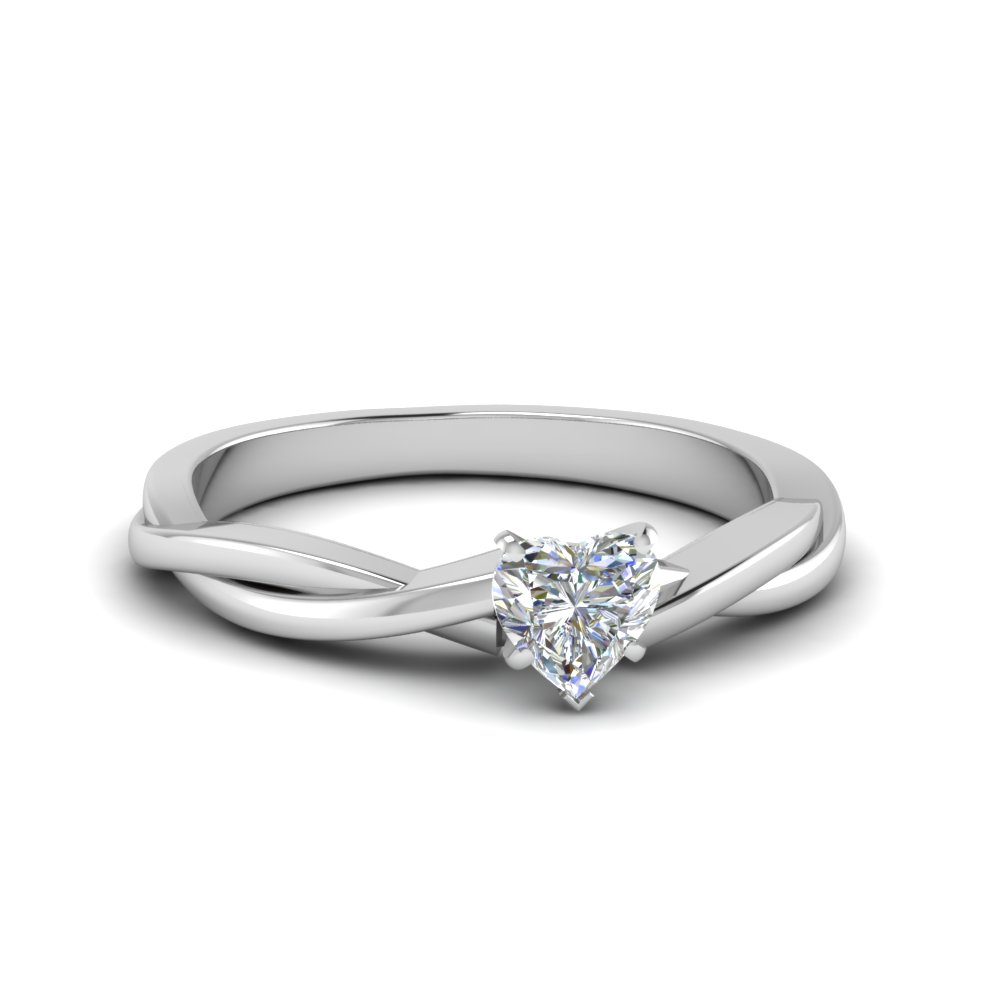 Heart Shaped White Gold Solitaire Rings