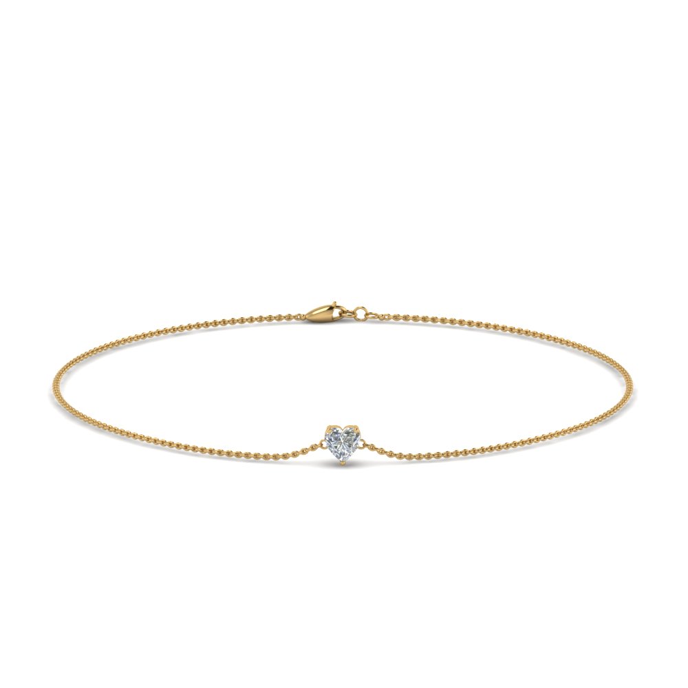 Heart Shaped diamond Chain Bracelet In 14K Yellow Gold | Fascinating ...