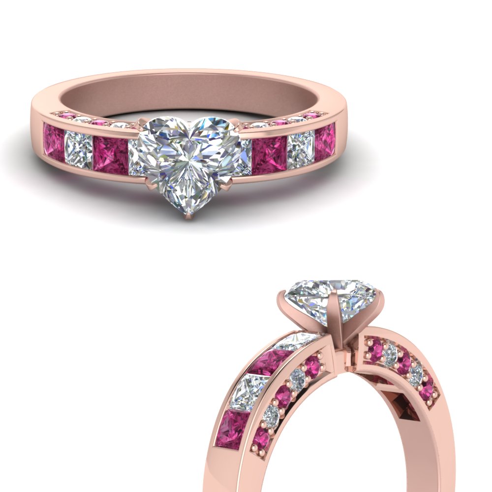 1.40 Carat Pink Morganite Three Stone Engagement Ring