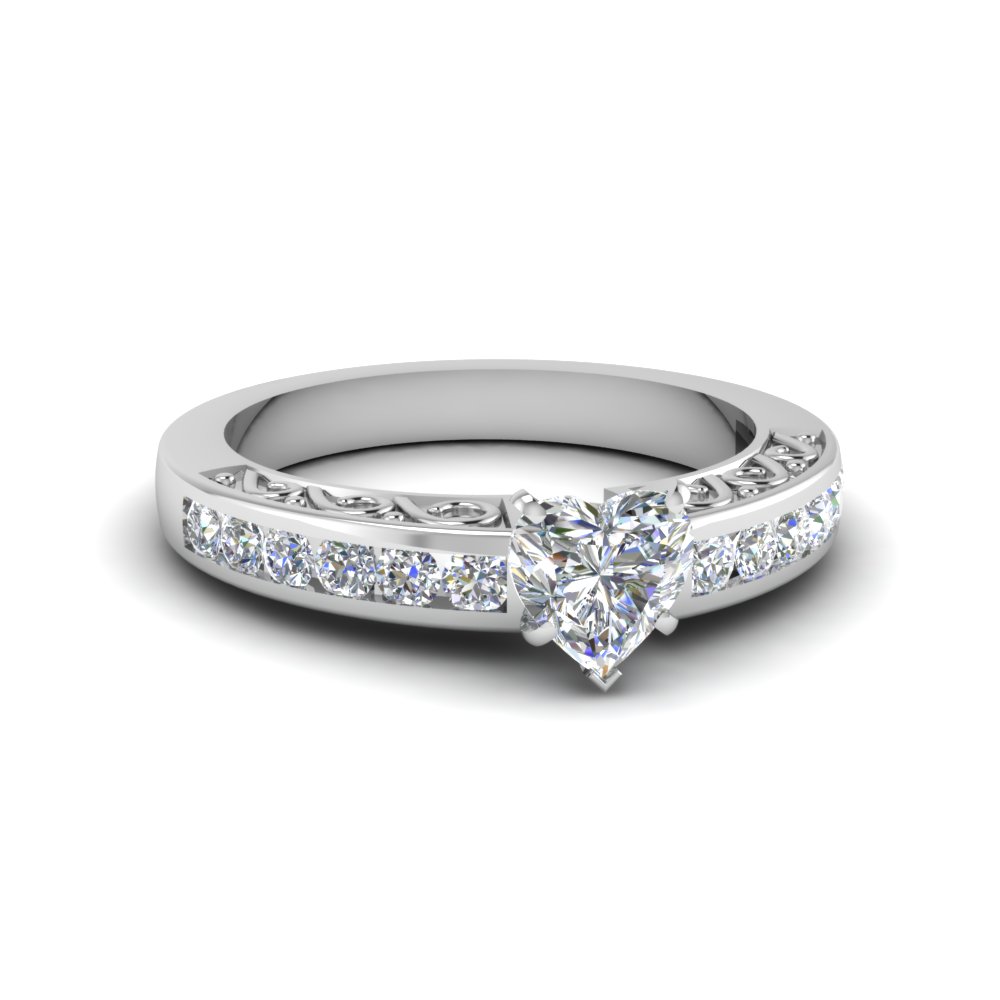 Heart Shaped Channel Set Engagement Ring