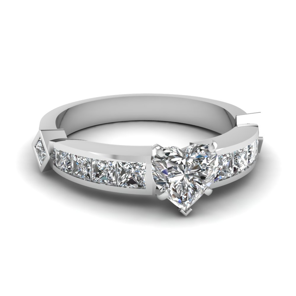 heart shaped diamond ring with side stones