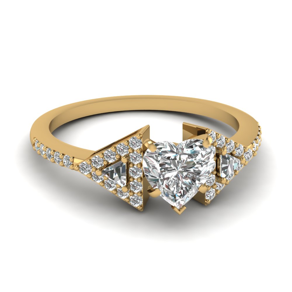 Trillion Halo 3 Stone Heart Diamond Ring In FDENS3108HTR NL YG Trillion Halo 3 Stone Heart Diamond Ring In FDENS3108HTR NL YG