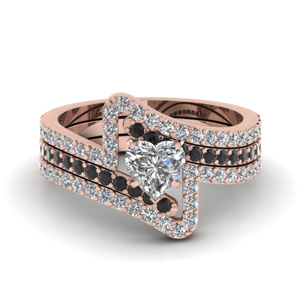 Explore Our Black Diamond Trio Wedding Ring Sets