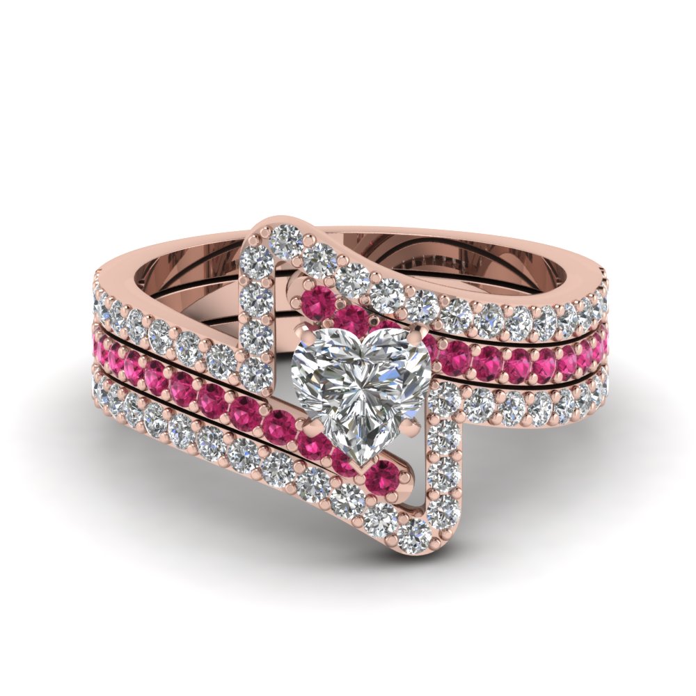 Fashion Heart Pink Sapphire Heart Ring