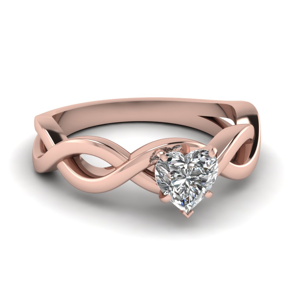 Infinity Heart Diamond Solitaire Engagement Ring In 14K Rose Gold ...
