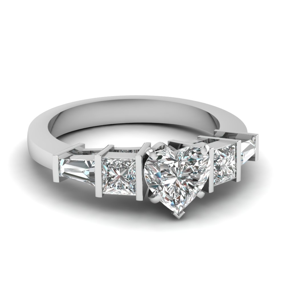heart shaped art deco bar diamond engagement ring in FDENR2751HTR NL WG