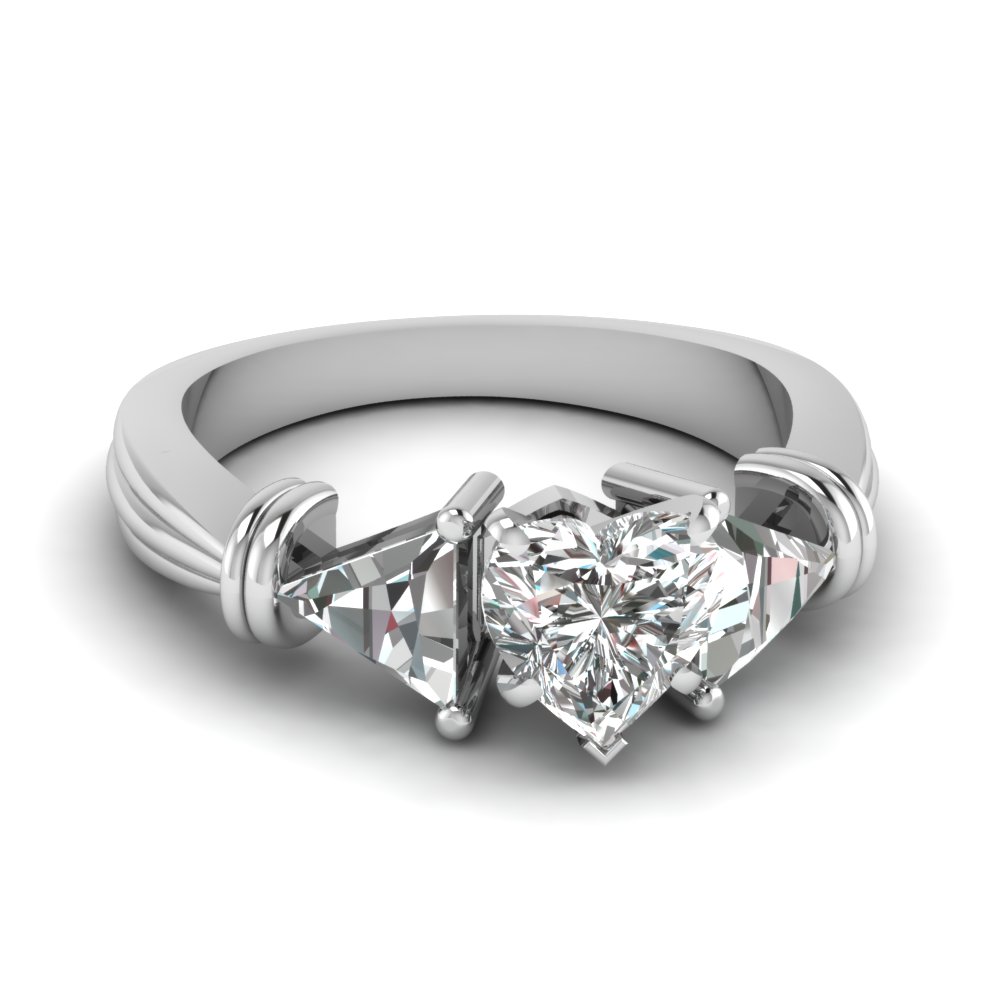 3 Stone Heart Shaped Engagement Rings