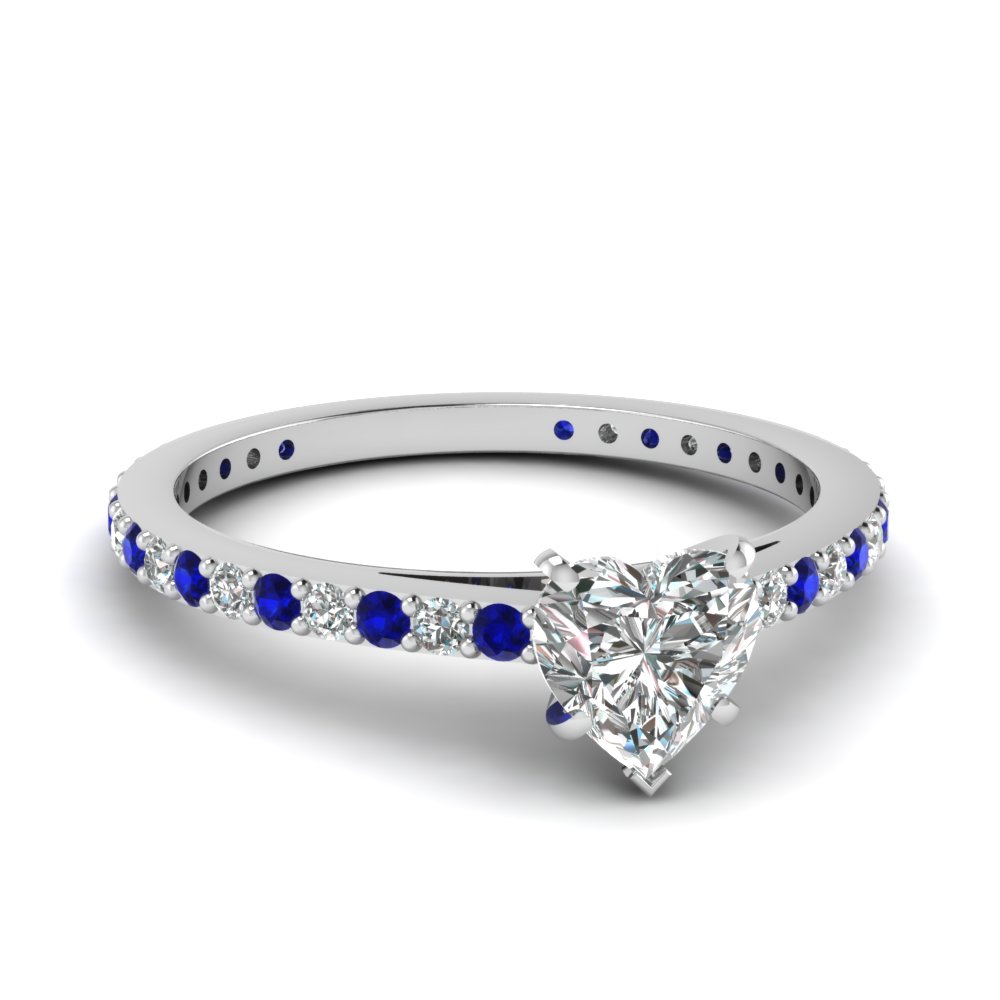 heart shaped diamond ring with sapphires