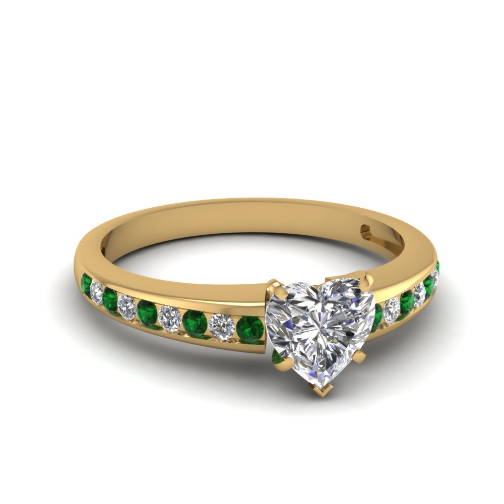 Heart Shaped Diamond & Emerald Rings
