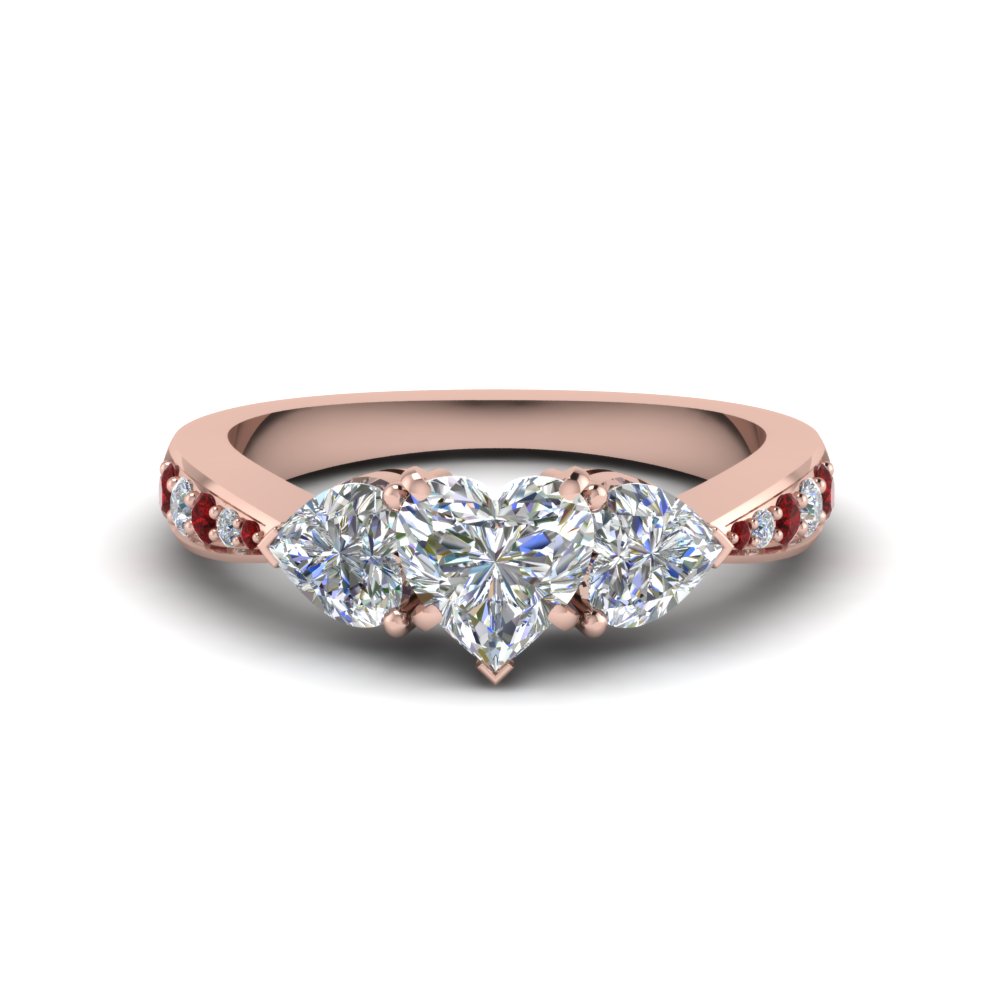 Heart Shaped 3 Stone Diamond Ring
