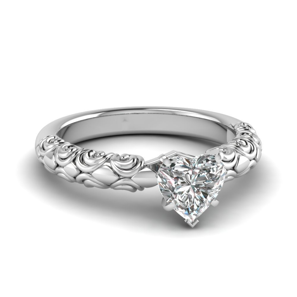 7 Stone Heart Engagement Ring In White Gold | Fascinating Diamonds