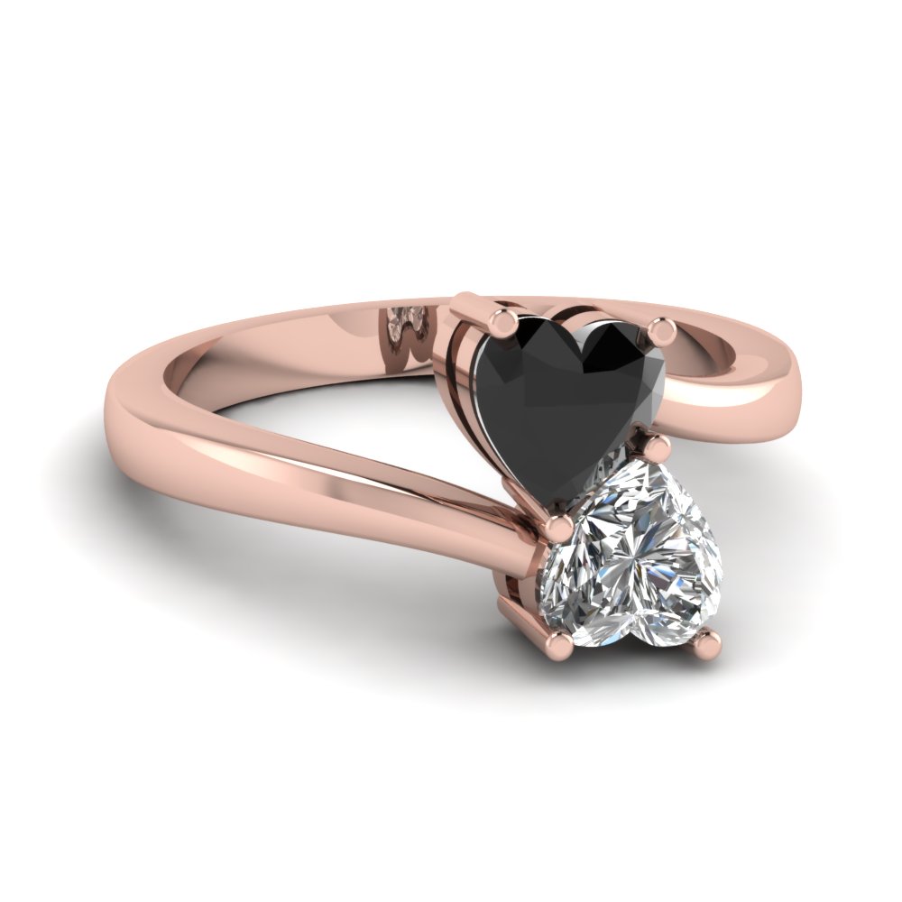 black diamond heart ring