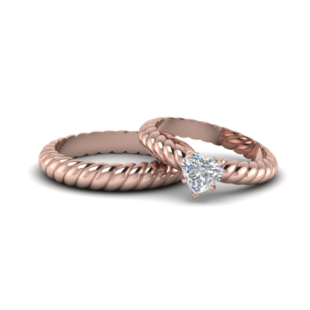 Heart Shape Matching Wedding Ring 