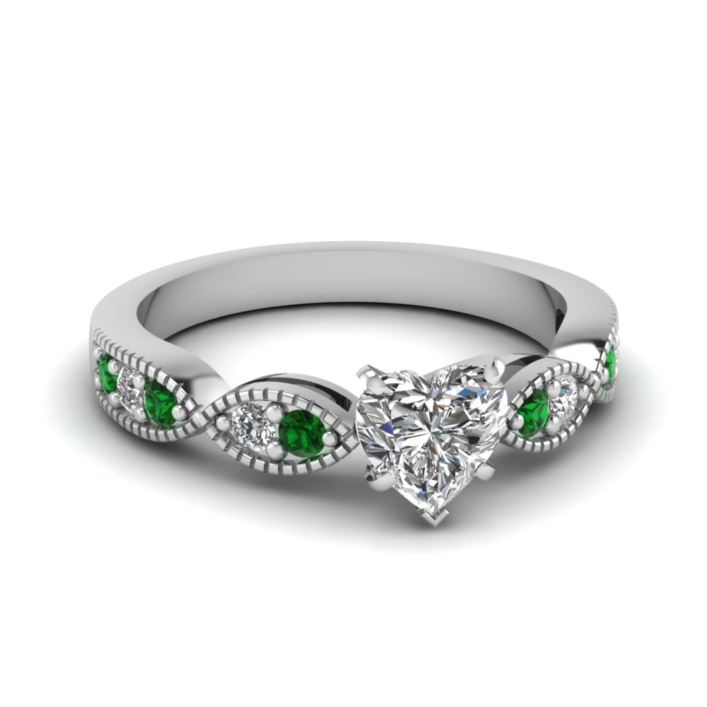 heart shaped art deco milgrain diamond engagement ring with emerald in FDENS3053HTRGEMGR NL WG.jpg