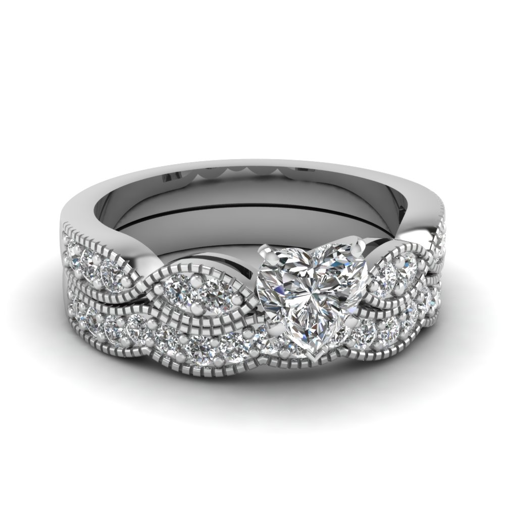 Marquise Cut Channel Set Diamond Wedding Ring Sets In 14K ...