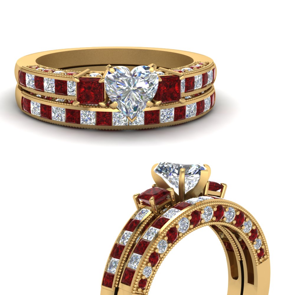 heart-shaped-diamond-three-stone-channel-bridal-set-with-ruby-in-18K-yellow-gold-FDENS1186HTGRUDRANGLE3-NL-YG