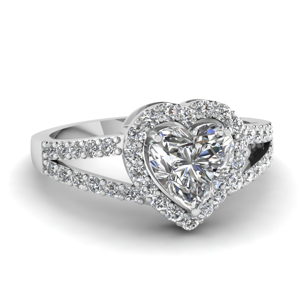 14K White Gold and Heart Shaped Diamond Engagement Ring