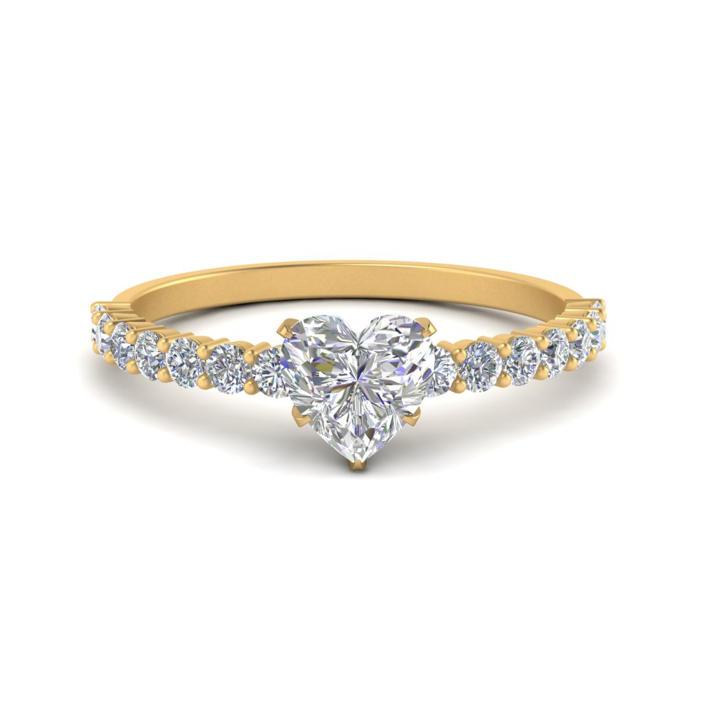 Heart Shaped Man Made Simple Lab Diamond Ring In 14K Yellow Gold
