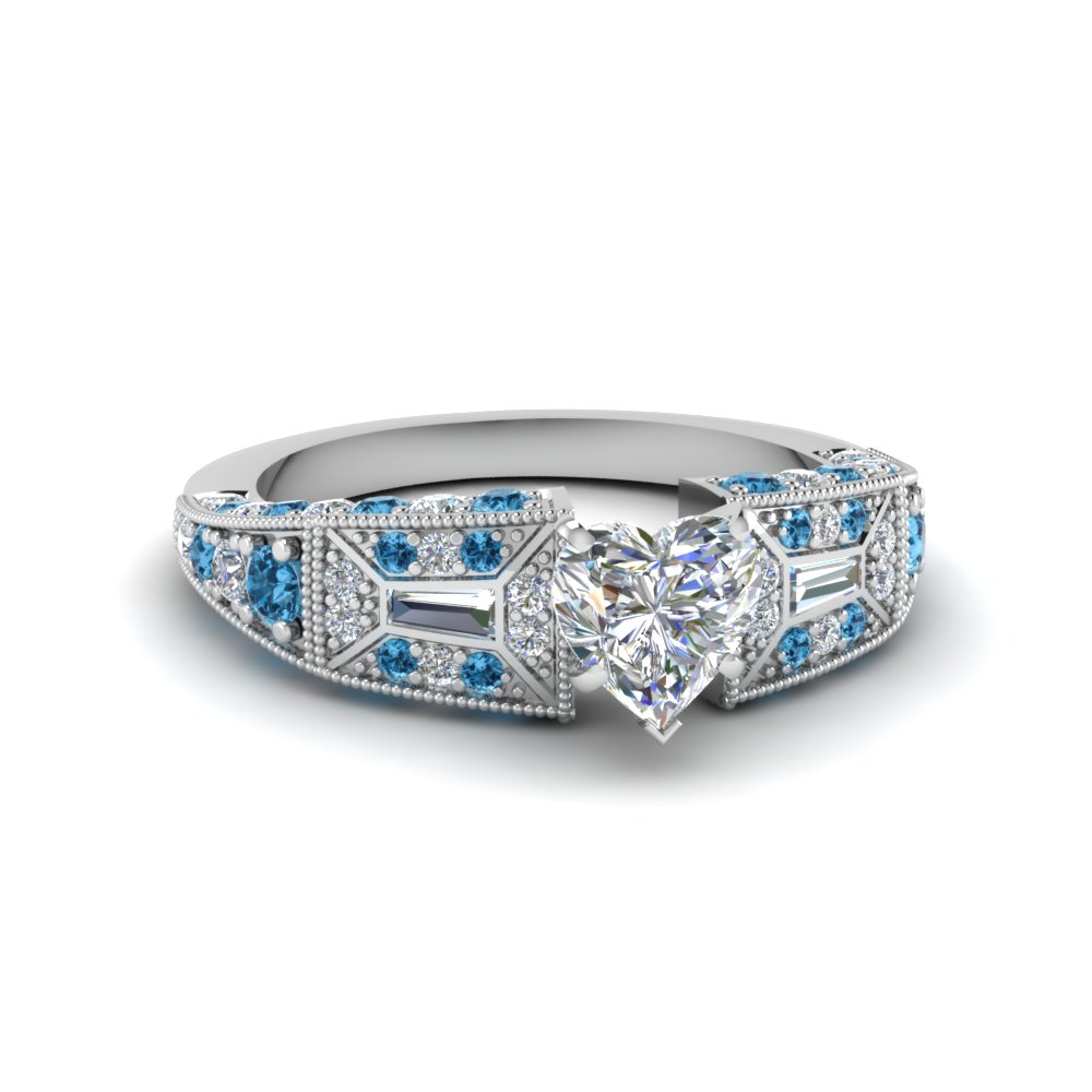 Heart Shaped Victorian Vintage Style Diamond Engagement Ring With Heart Shaped Victorian Vintage Style