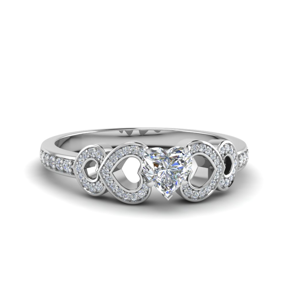 Pave Heart Design Diamond Ring