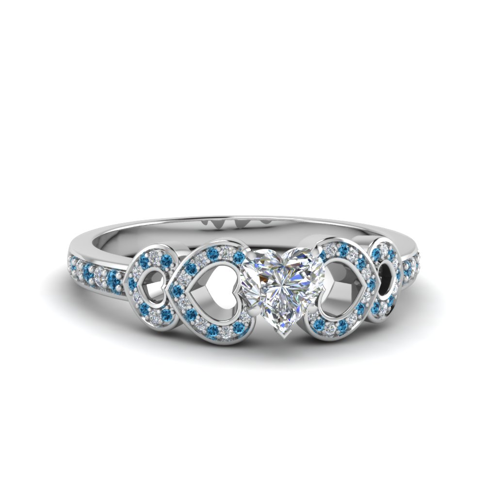 Pave Heart Shaped Ring With Topaz