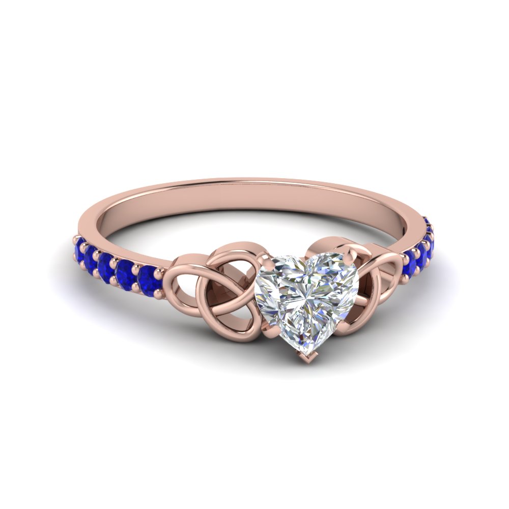 Maise Heart Blue Sapphire 5 Prong Diamond Accent Engagement Ring – FIRE &  BRILLIANCE