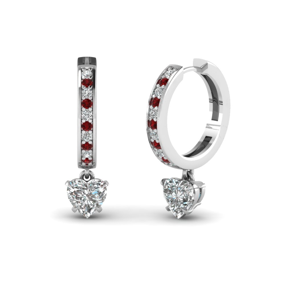 heart shaped diamond hoop earrings