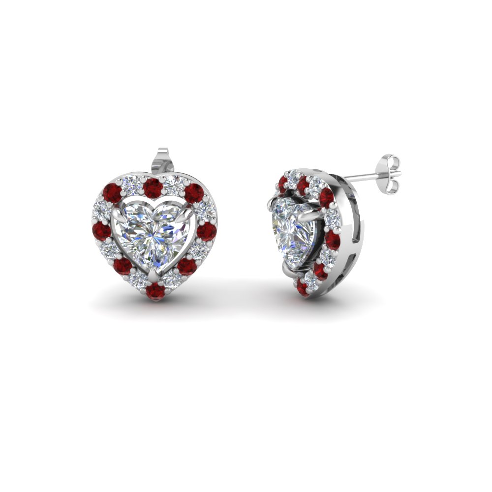 heart shaped ruby earrings