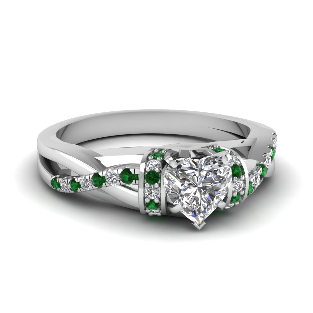 Heart Shaped Split Shank 1 Karat Diamond Engagement Ring With Poppy ...