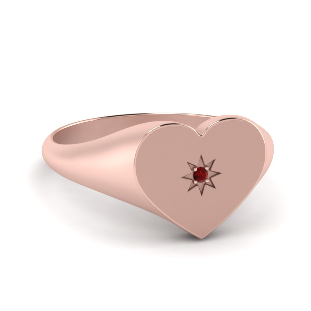 rose gold heart signet ring