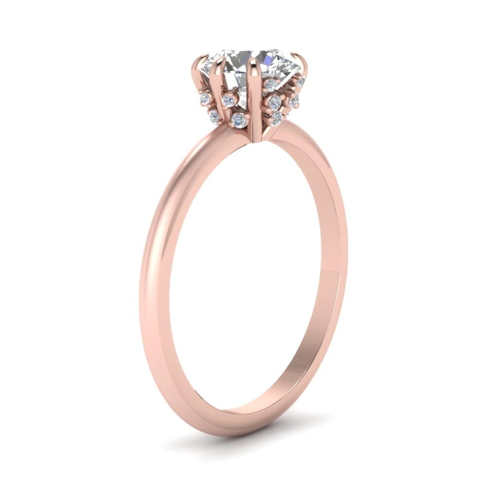 Hidden Diamonds 6 Prong Solitaire Ring In 14K Rose Gold | Fascinating ...