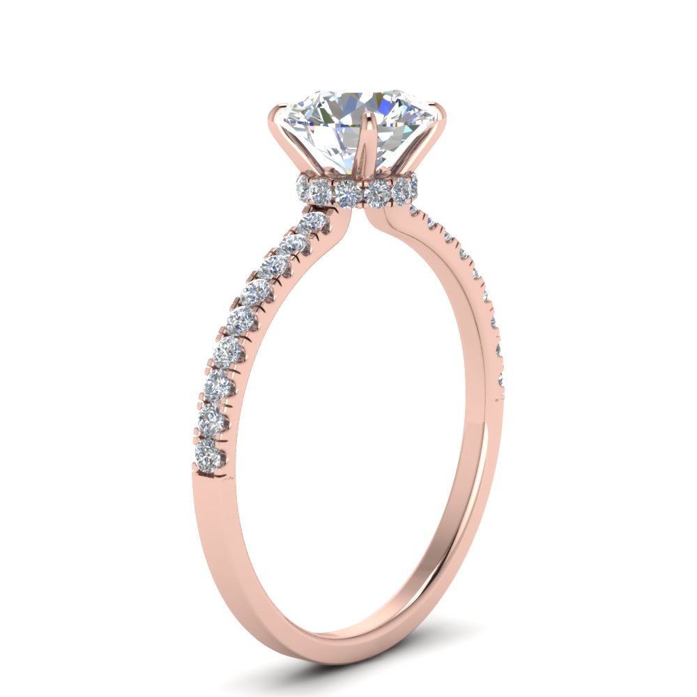 Hidden Halo Petite Diamond Engagement Ring In 14K Rose Gold ...