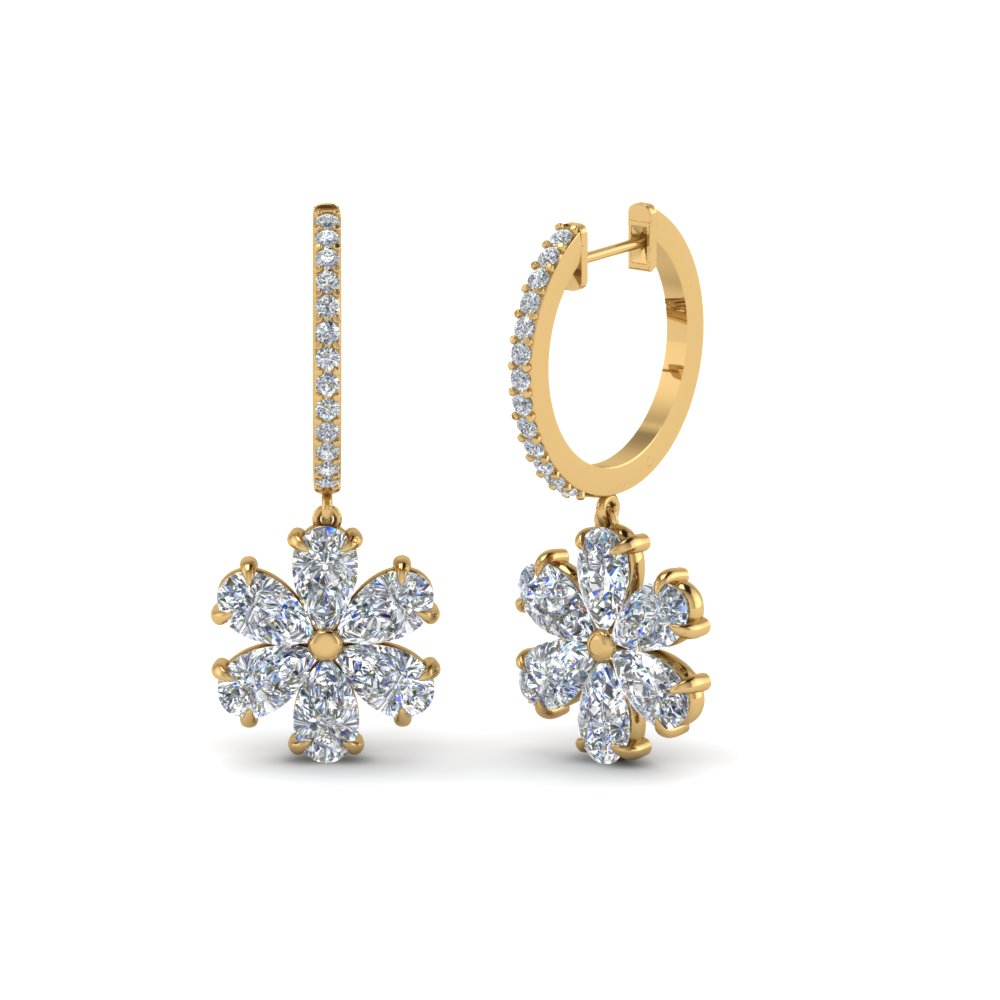 Hoop Fl Drop Diamond Earring For Women In 18k Yellow Gold Hoop Fl Drop Diamond Earring For Women In 18k Yellow Gold Fdear8193 Nl Yg