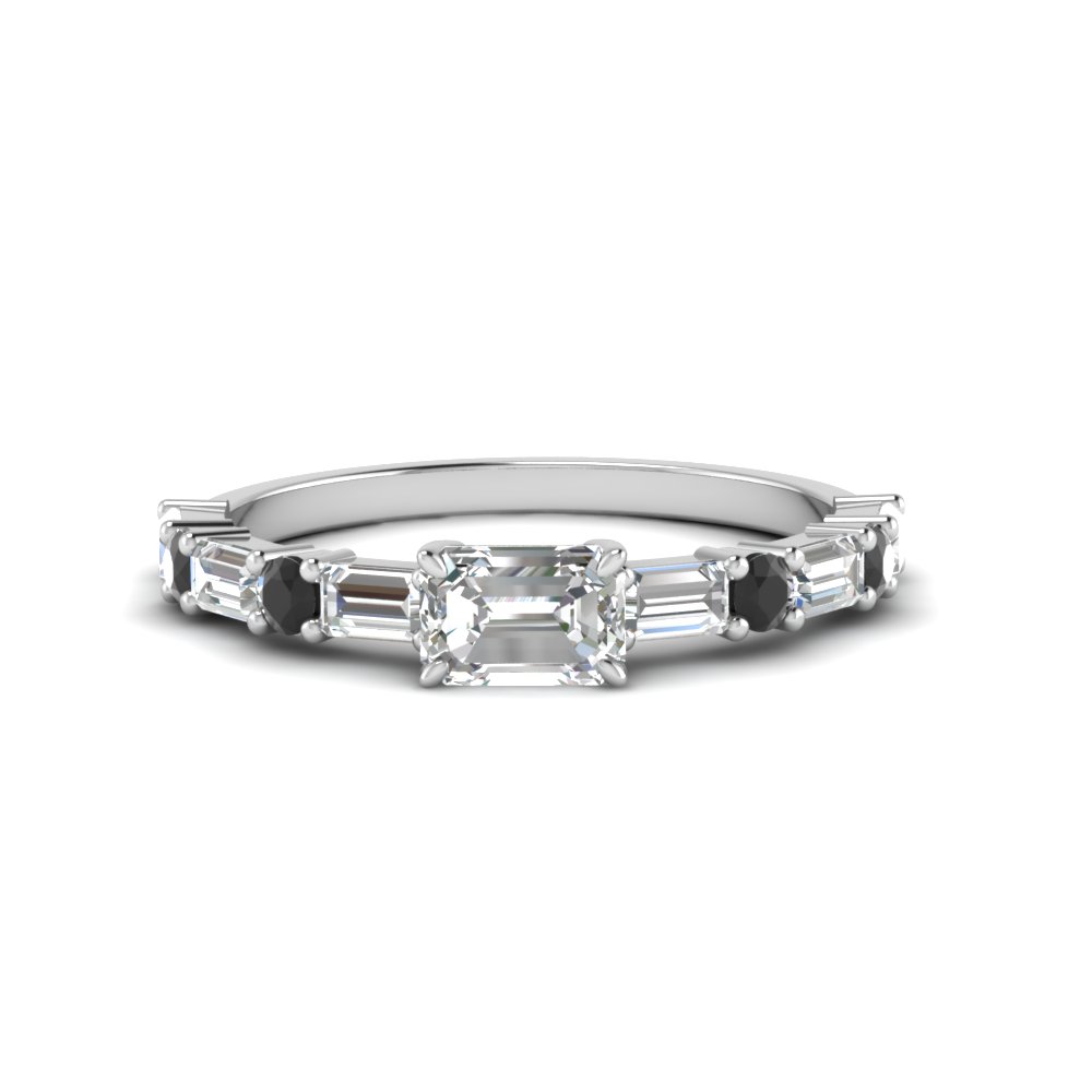 Tiffany Three Stone Engagement Ring with Baguette Side Stones in Platinum