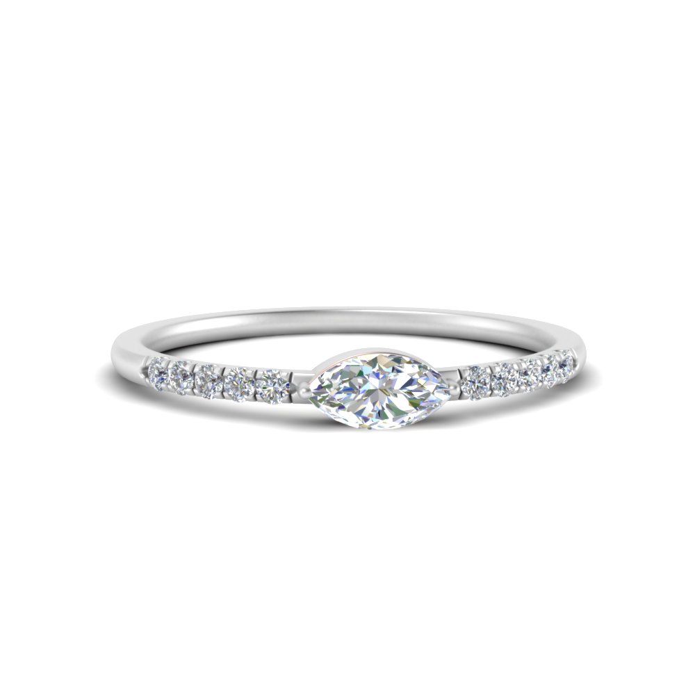 Pear & Marquise Floral Moissanite Engagement Ring Set with V Shaped Leafy  Women Band