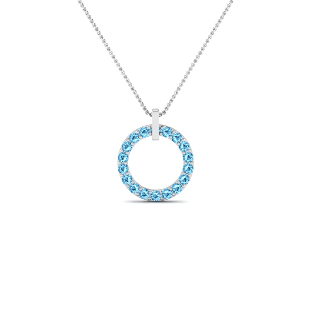 blue topaz circle necklace