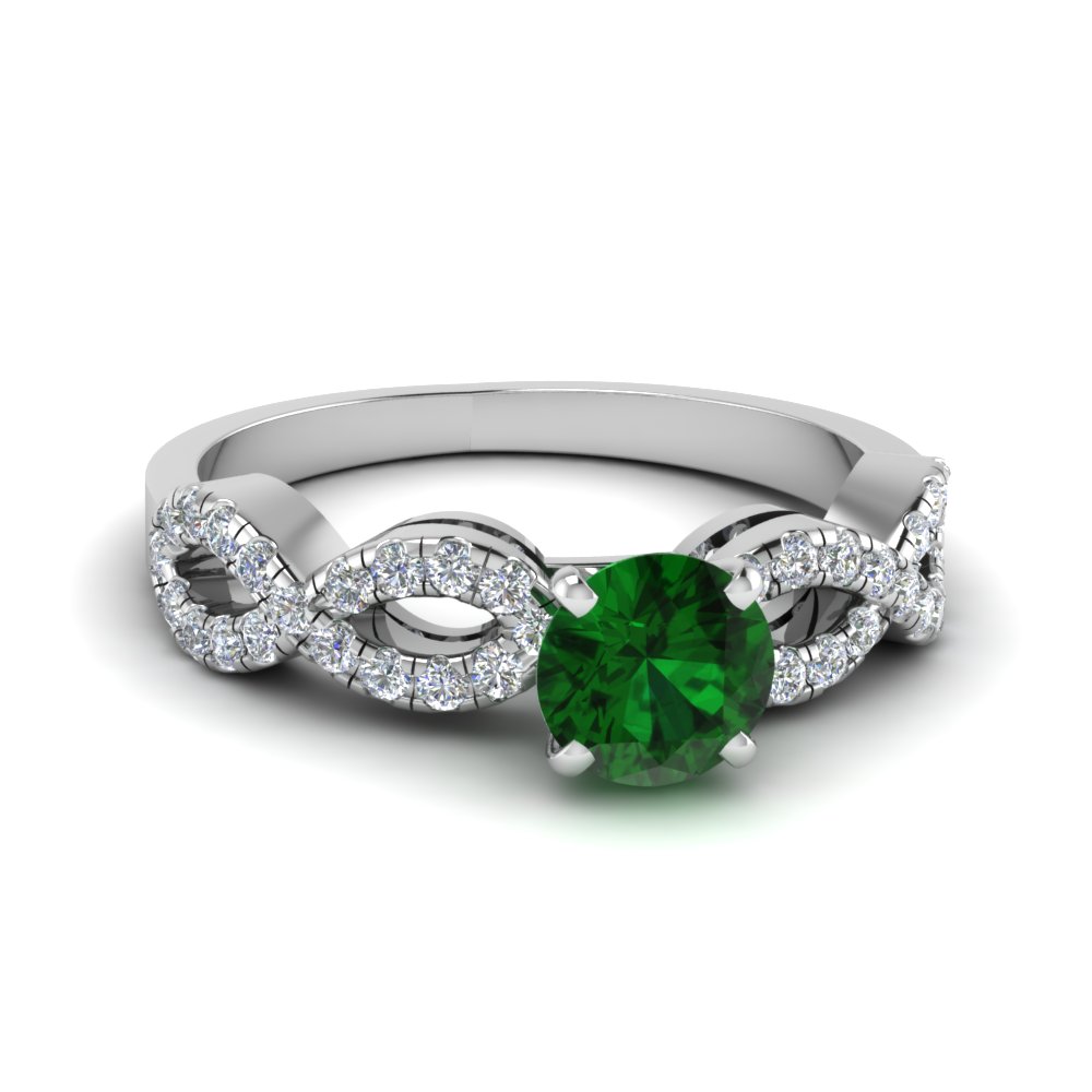 Infinity Emerald Engagement Ring In 14K White Gold | Fascinating Diamonds