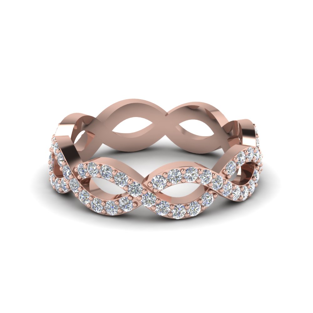 Infinity Diamond  Eternity  Band For Women In 14K Rose Gold 