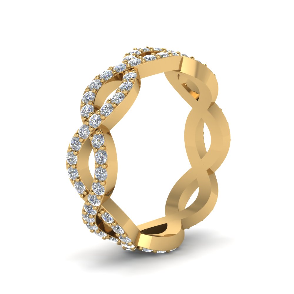 Infinity Diamond Eternity Band For Women In 14K Yellow Gold ...