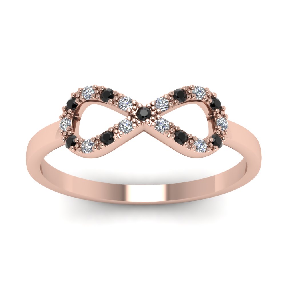 Infinity Fancy Wedding Ring For Women With Black Diamond In 14K Rose ...