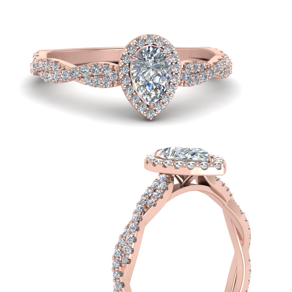 Pear Cut Halo Engagement Rings