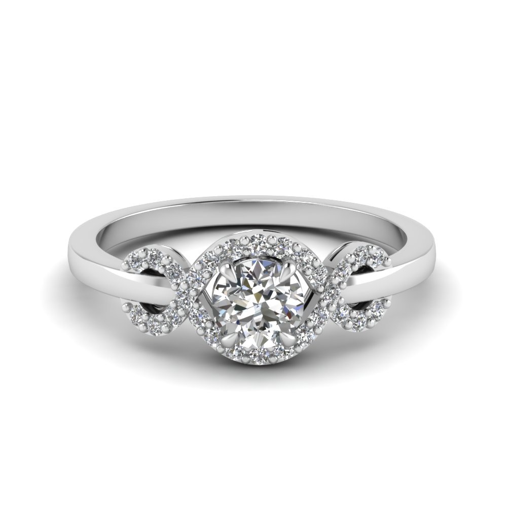 infinity halo round cut diamond engagement ring in 18K white gold FDENR9164ROR NL WG