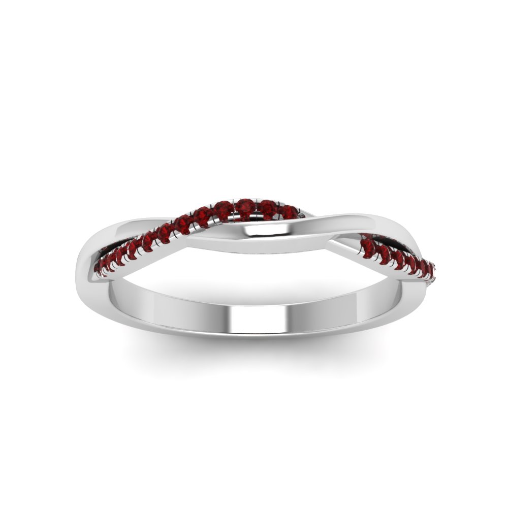 14k White Gold Ruby & Diamond Infinity Twist Anniversary Band 14k White Gold Ruby & Diamond Infinity Twist Anniversary Band