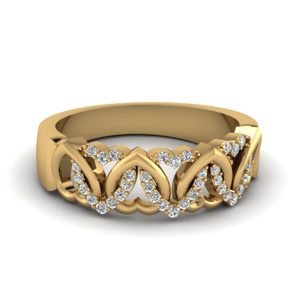 Interweaved Heart Design Diamond Wedding Band In 14K