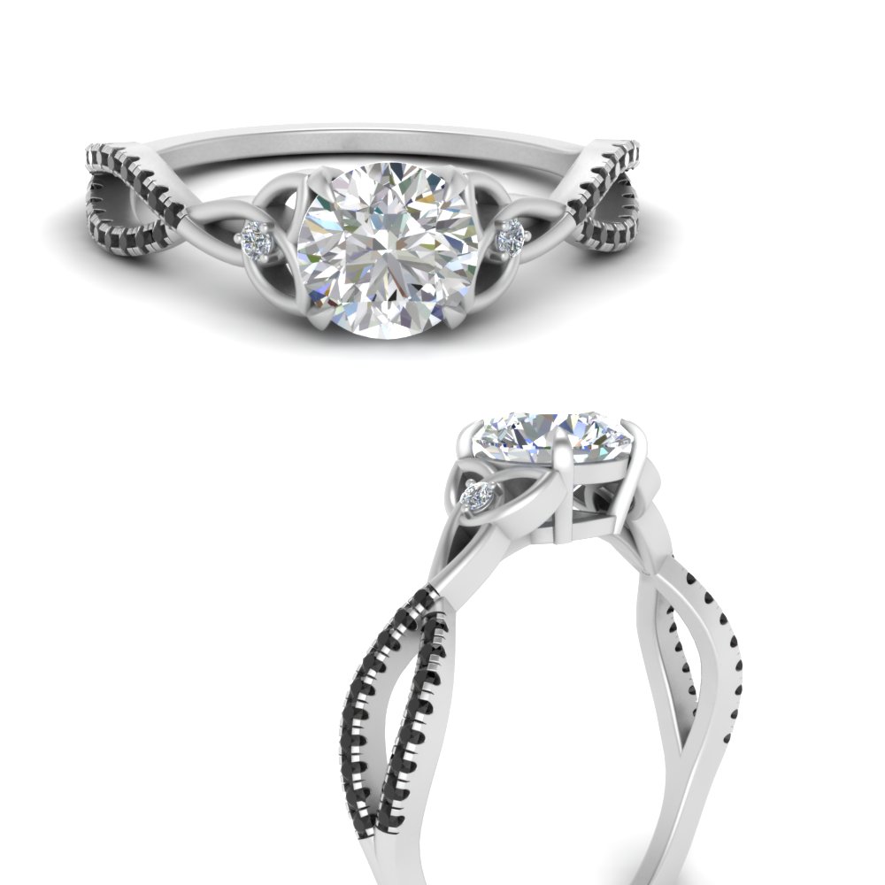 Irish Split Antique Black Diamond Engagement Ring In 950 Platinum ...