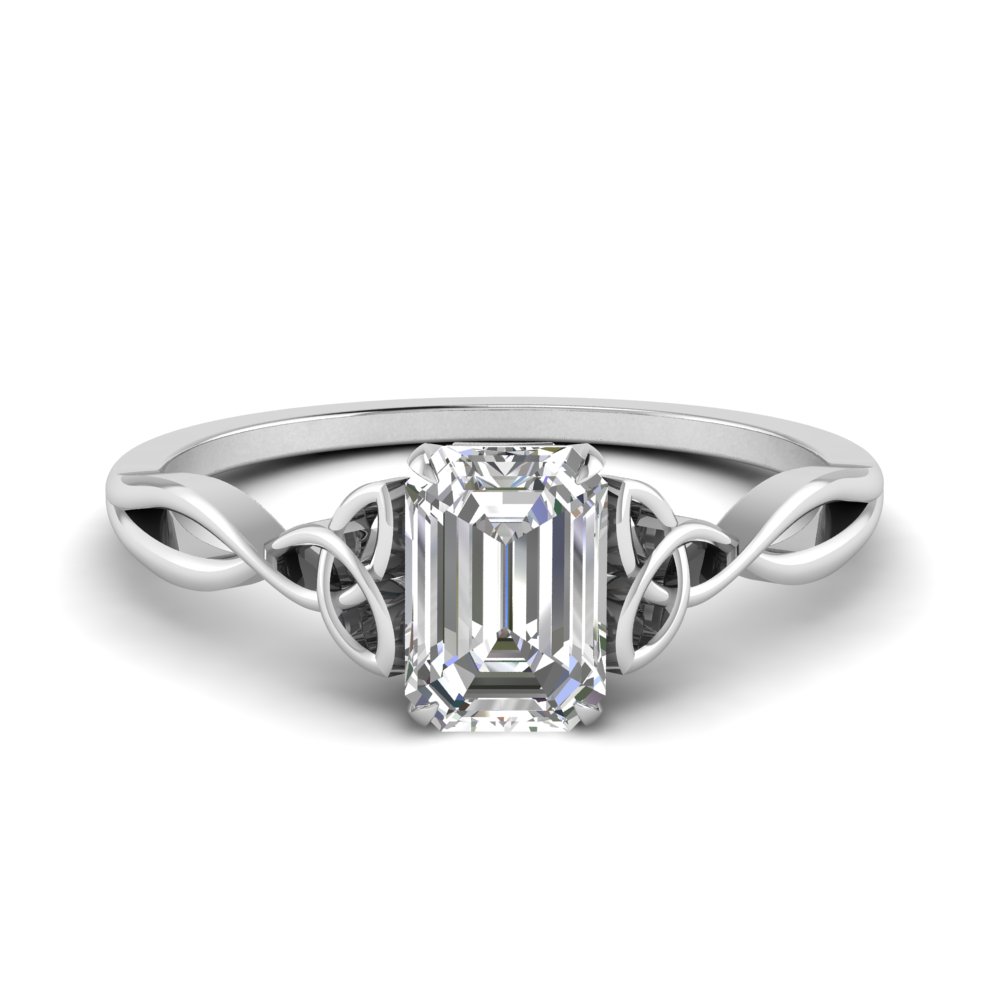 0.50 carat emerald cut twisted celtic diamond ring in FD9286EMR NL WG
